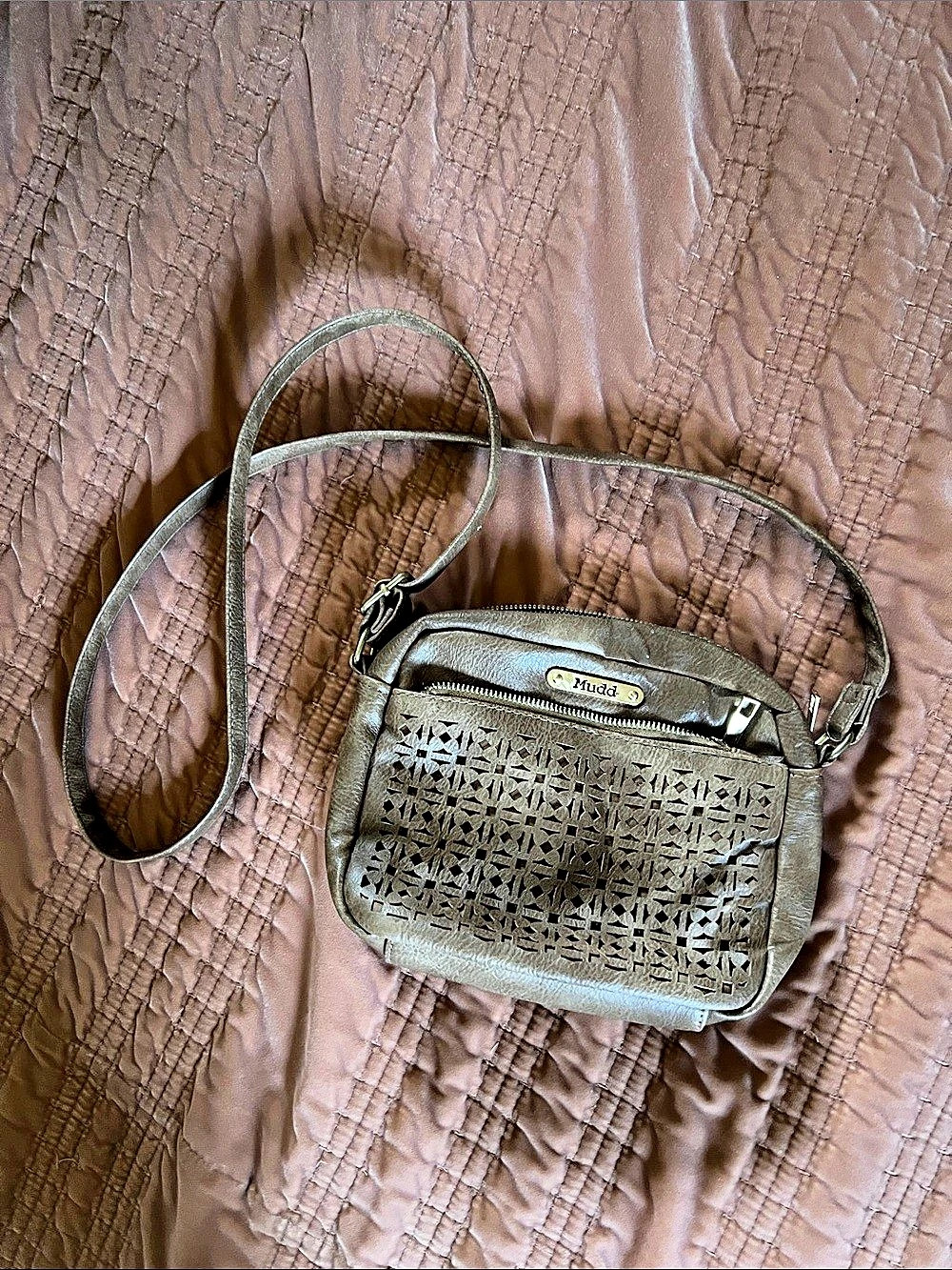 Mudd Laser-Cut Crossbody Bag in Brown